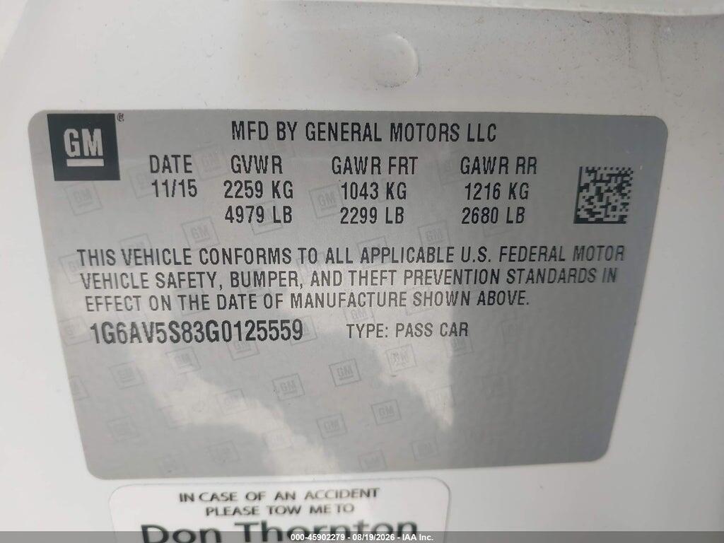 1G6AV5S83G0125559 2016 CADILLAC CTS photo no. 9