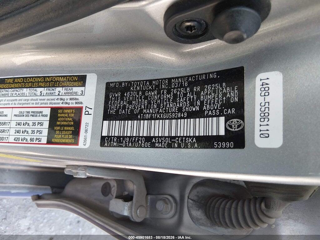 4T1BF1FKXGU592849 2016 TOYOTA CAMRY photo no. 9