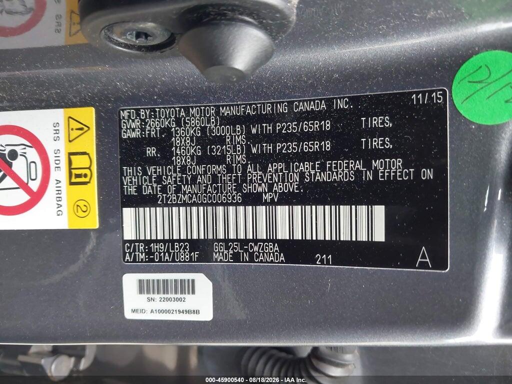 2T2BZMCA0GC006936 2016 LEXUS RX 350 photo no. 9