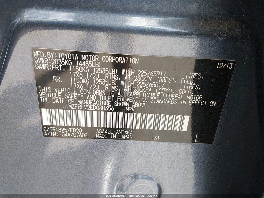 JTMZFREV2ED030356 2014 TOYOTA RAV4 photo no. 9