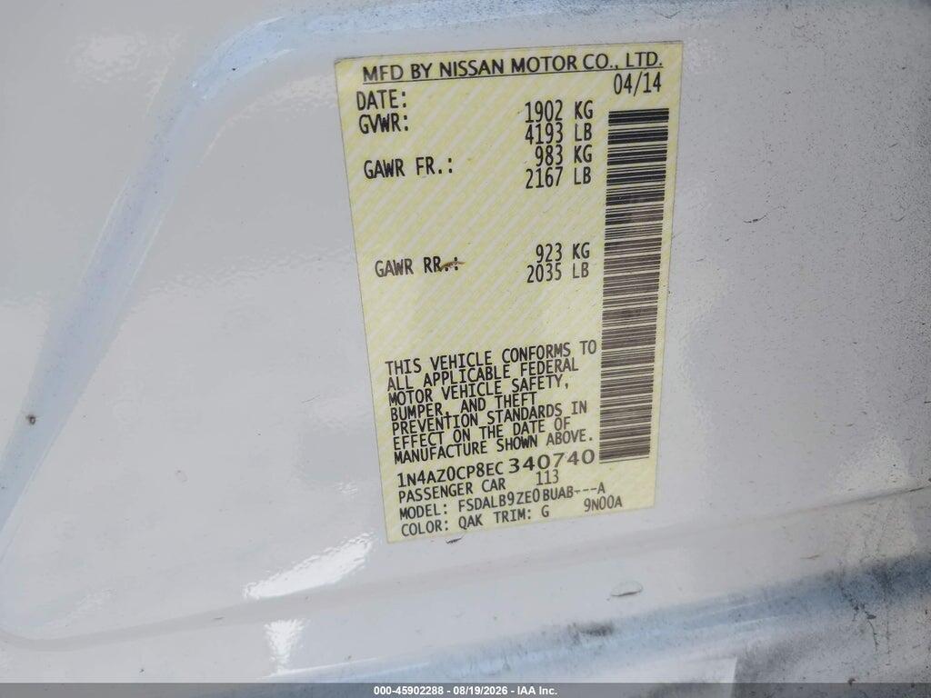1N4AZ0CP8EC340740 2014 NISSAN LEAF photo no. 9