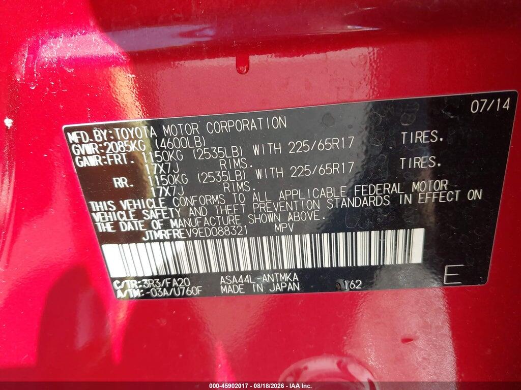 JTMRFREV9ED088321 2014 TOYOTA RAV4 photo no. 9