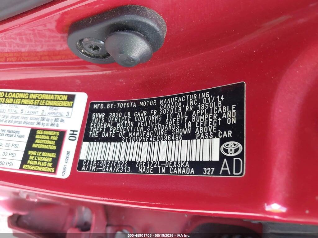2T1BURHE4EC096486 2014 TOYOTA COROLLA photo no. 9