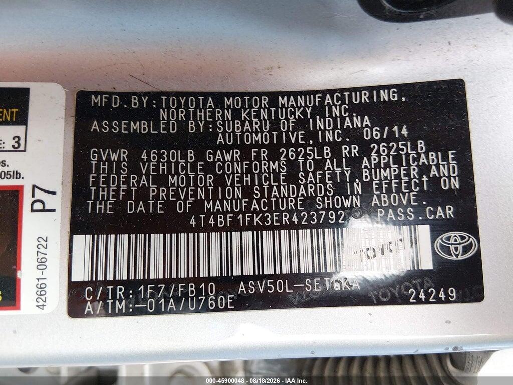 4T4BF1FK3ER423792 2014 TOYOTA CAMRY photo no. 9