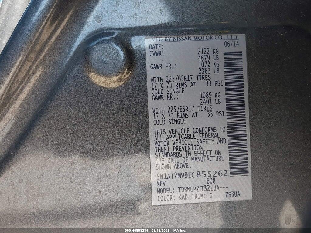 5N1AT2MV9EC855262 2014 NISSAN ROGUE photo no. 9