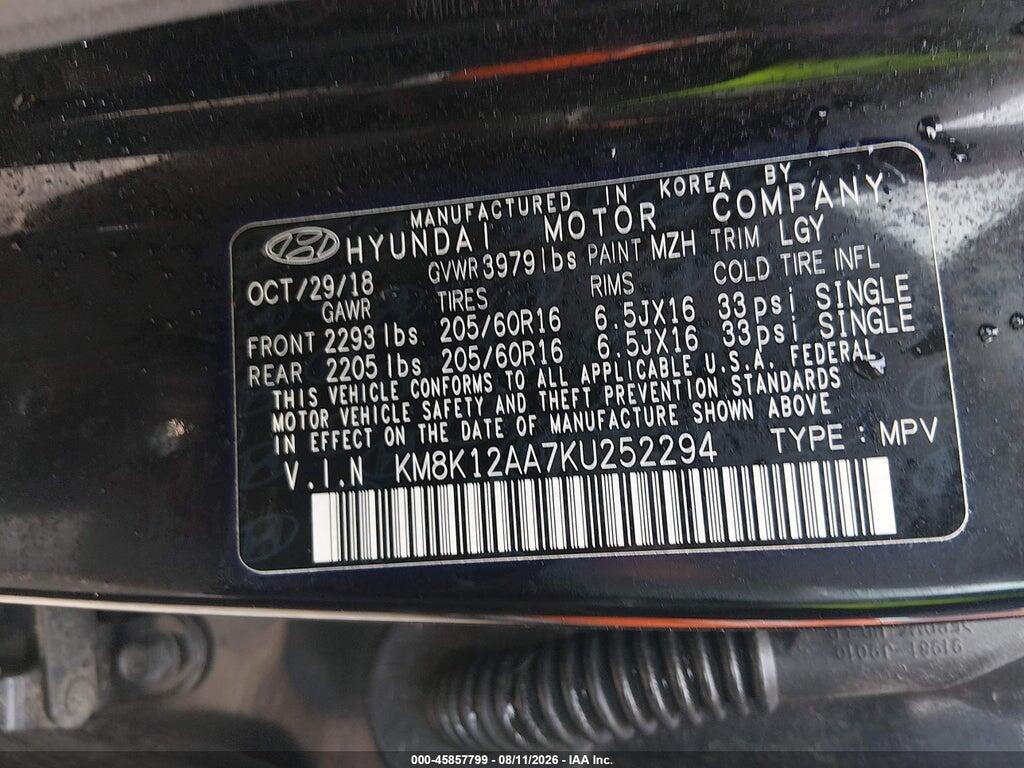 KM8K12AA7KU252294 2019 HYUNDAI KONA photo no. 9