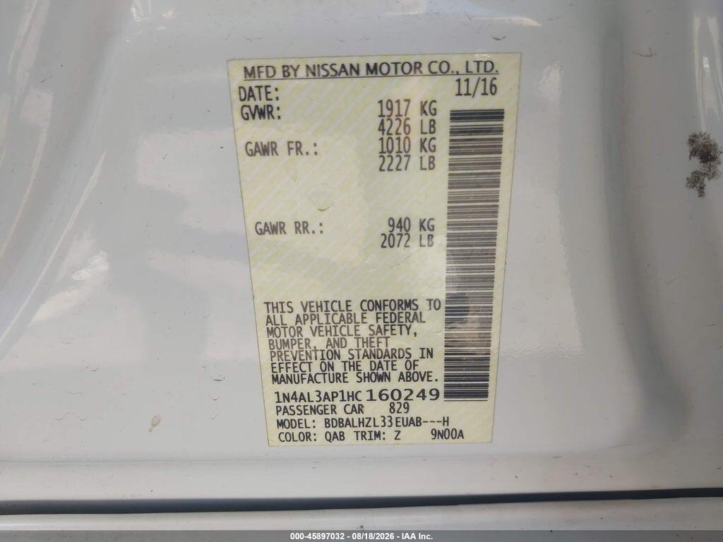 1N4AL3AP1HC160249 2017 NISSAN ALTIMA photo no. 9
