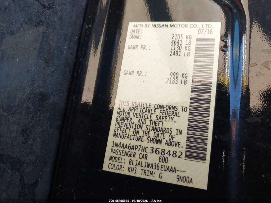 1N4AA6AP7HC368482 2017 NISSAN MAXIMA photo no. 9