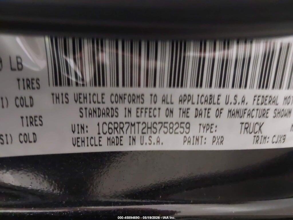 1C6RR7MT2HS758259 2017 RAM 1500 photo no. 9