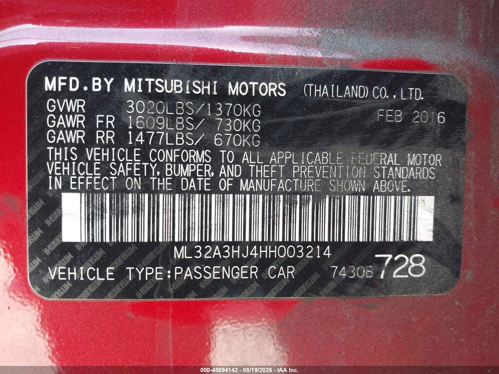ML32A3HJ4HH003214 2017 MITSUBISHI MIRAGE photo no. 9