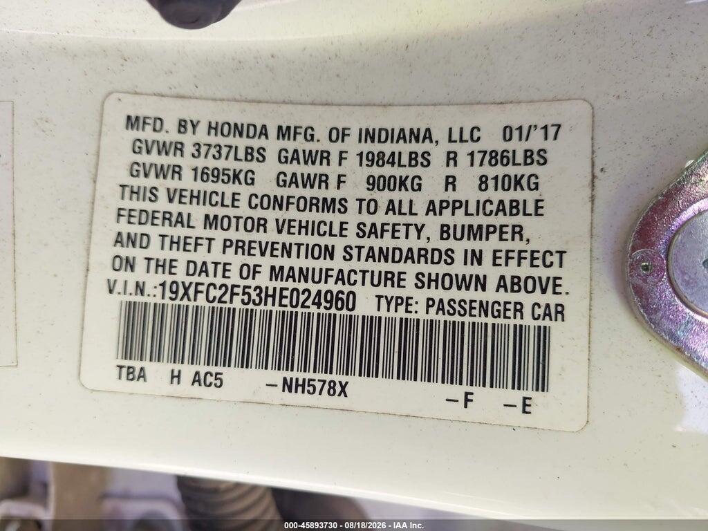 19XFC2F53HE024960 2017 HONDA CIVIC photo no. 9
