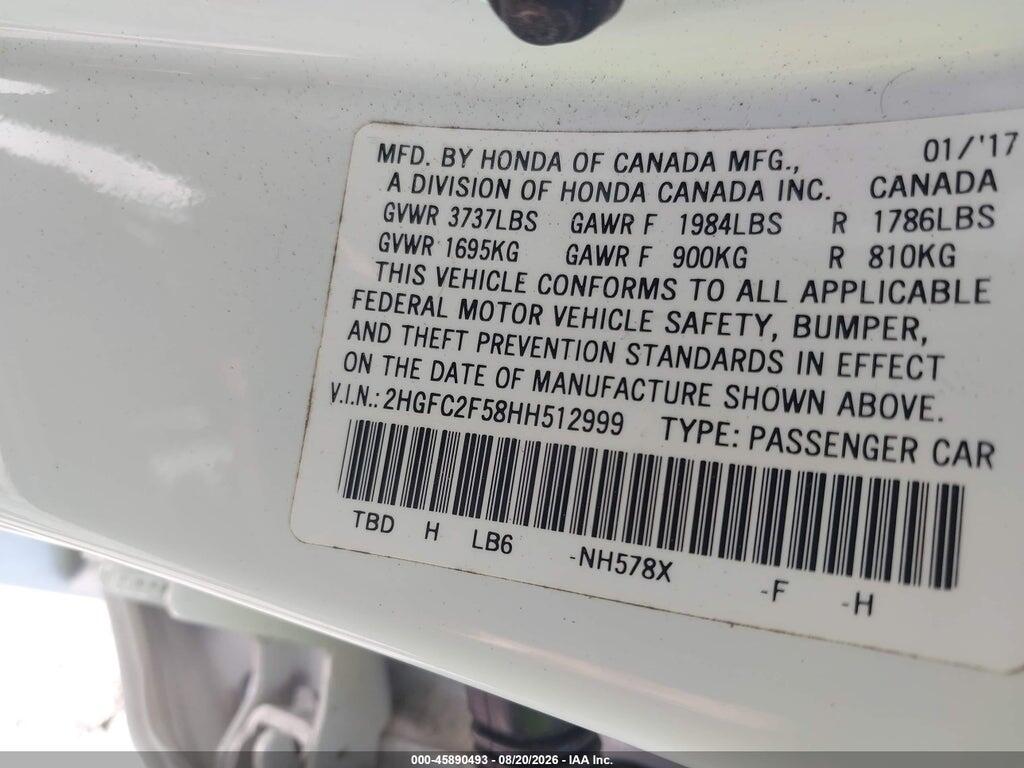2HGFC2F58HH512999 2017 HONDA CIVIC photo no. 9