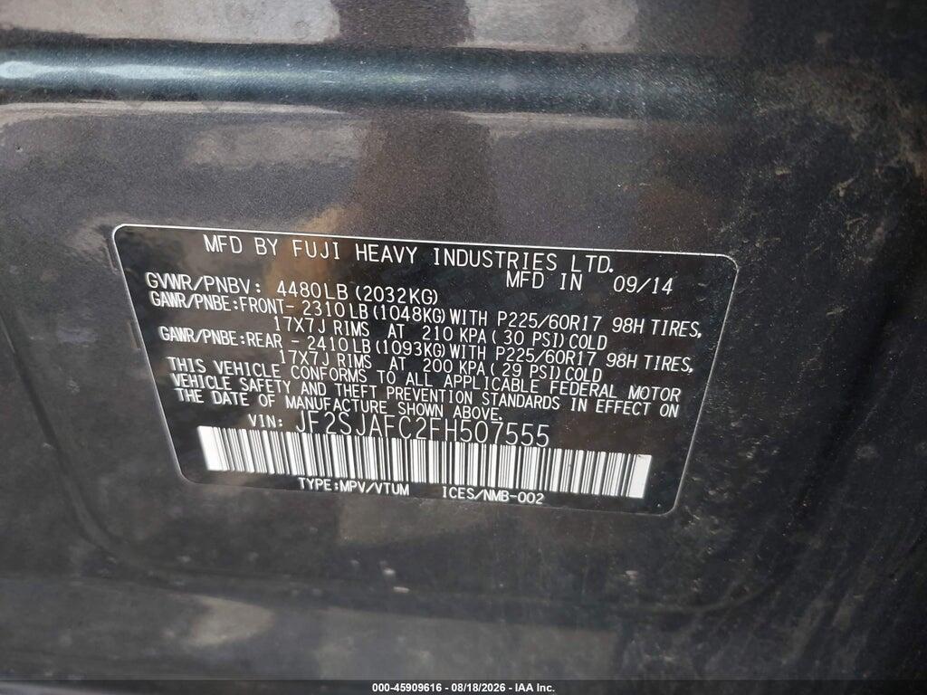 JF2SJAFC2FH507555 2015 SUBARU FORESTER photo no. 9