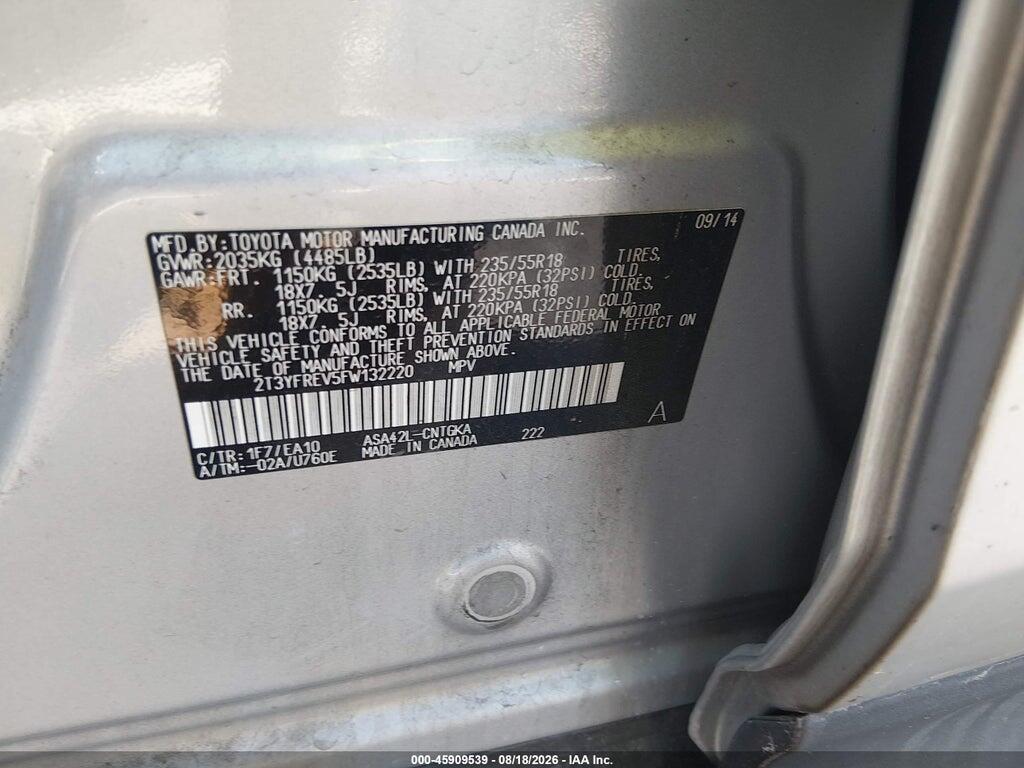 2T3YFREV5FW132220 2015 TOYOTA RAV4 photo no. 9