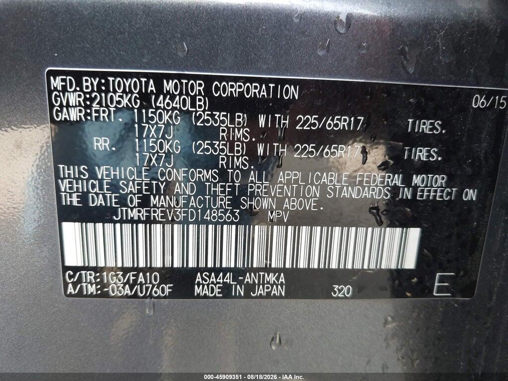 JTMRFREV3FD148563 2015 TOYOTA RAV4 photo no. 9