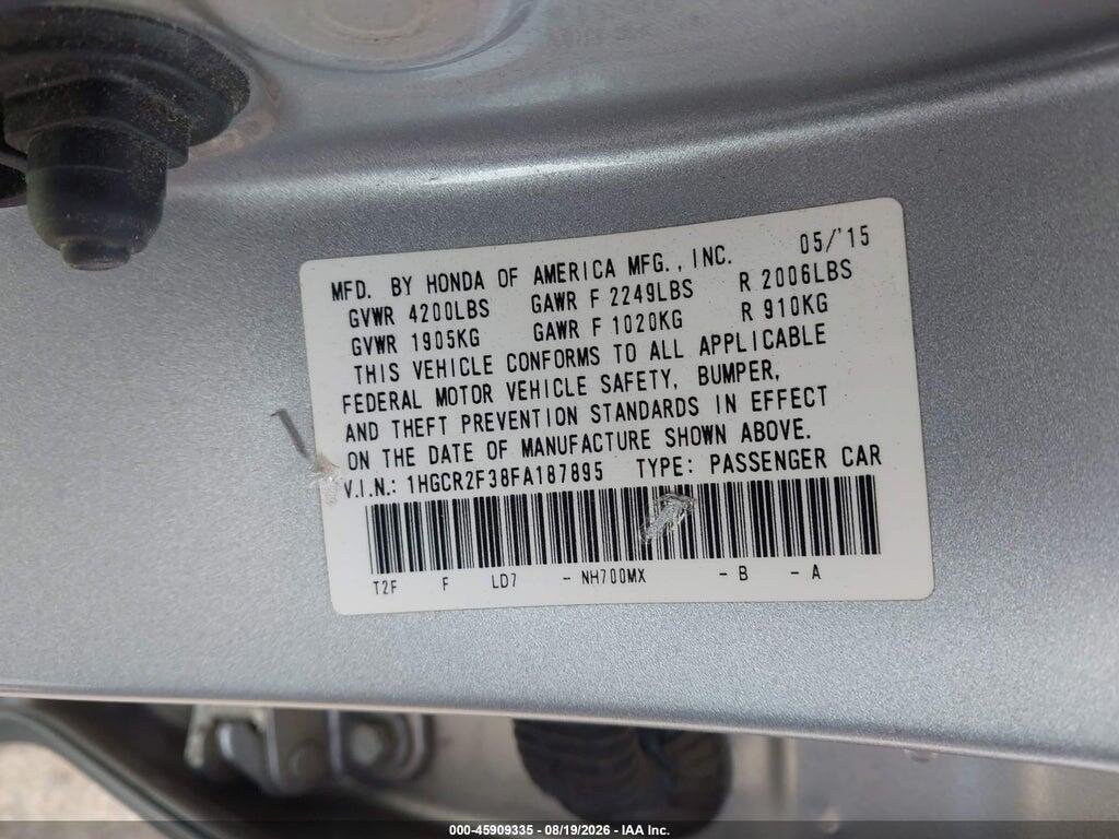 1HGCR2F38FA187895 2015 HONDA ACCORD photo no. 9