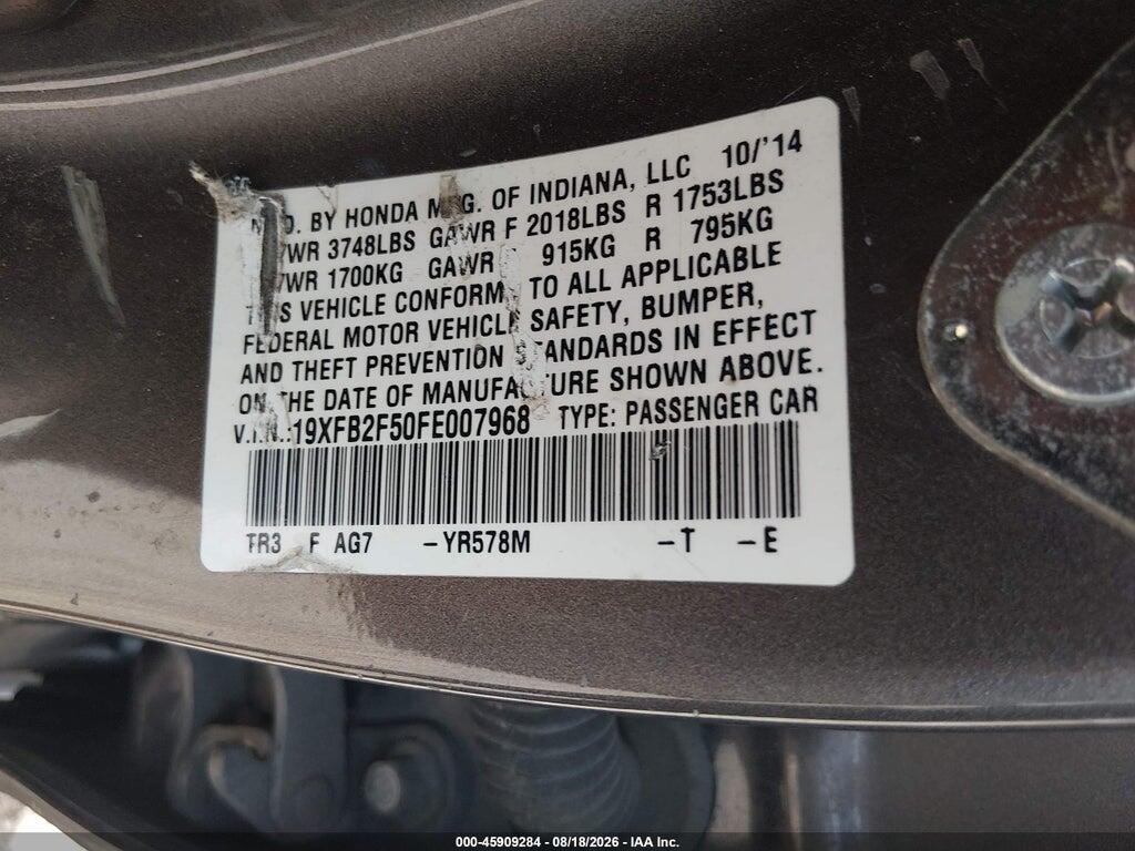 19XFB2F50FE007968 2015 HONDA CIVIC photo no. 9