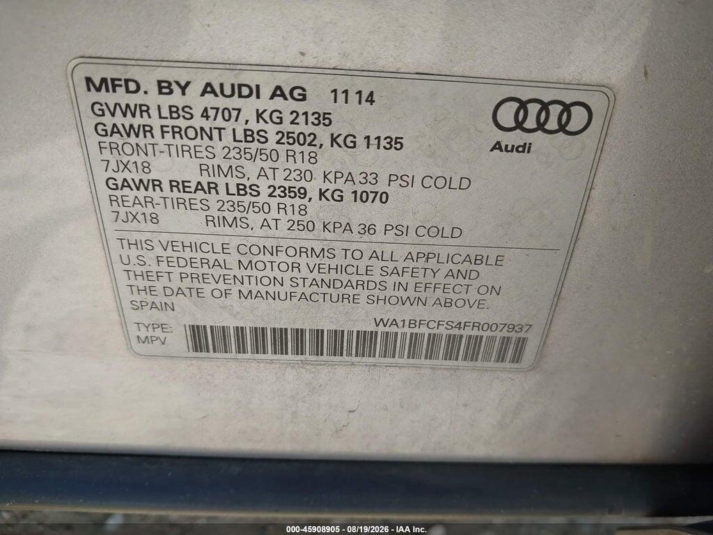 WA1BFCFS4FR007937 2015 AUDI Q3 photo no. 9