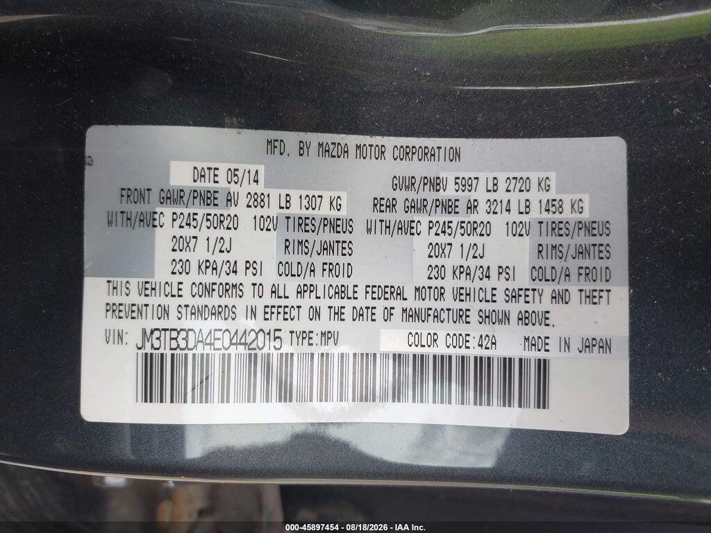 JM3TB3DA4E0442015 2014 MAZDA CX-9 photo no. 9