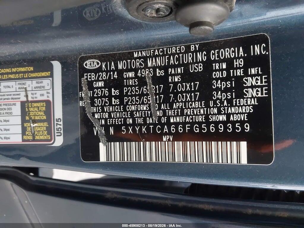 5XYKTCA66FG569359 2015 KIA SORENTO photo no. 9