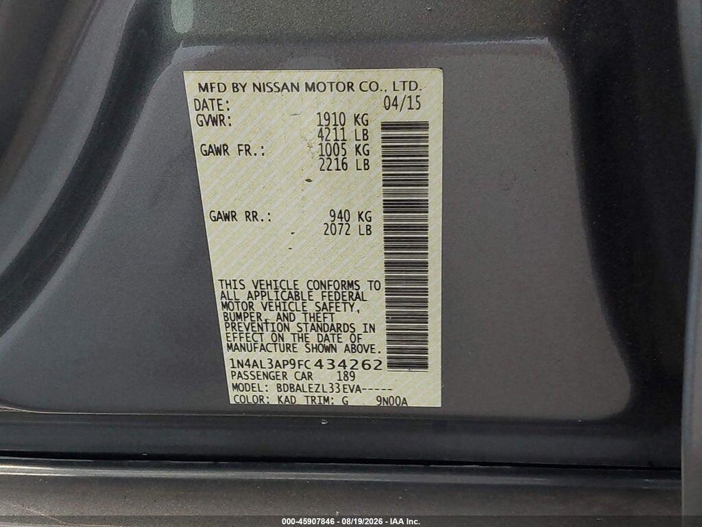 1N4AL3AP9FC434262 2015 NISSAN ALTIMA photo no. 9