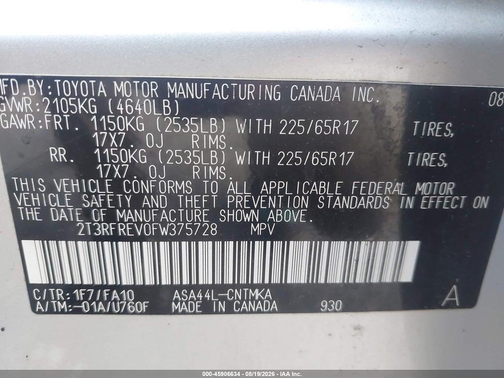 2T3RFREV0FW375728 2015 TOYOTA RAV4 photo no. 9