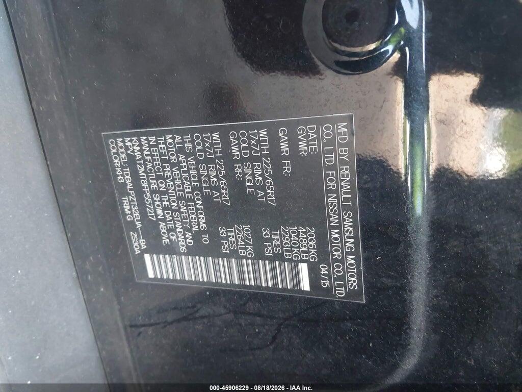 KNMAT2MT8FP557217 2015 NISSAN ROGUE photo no. 9