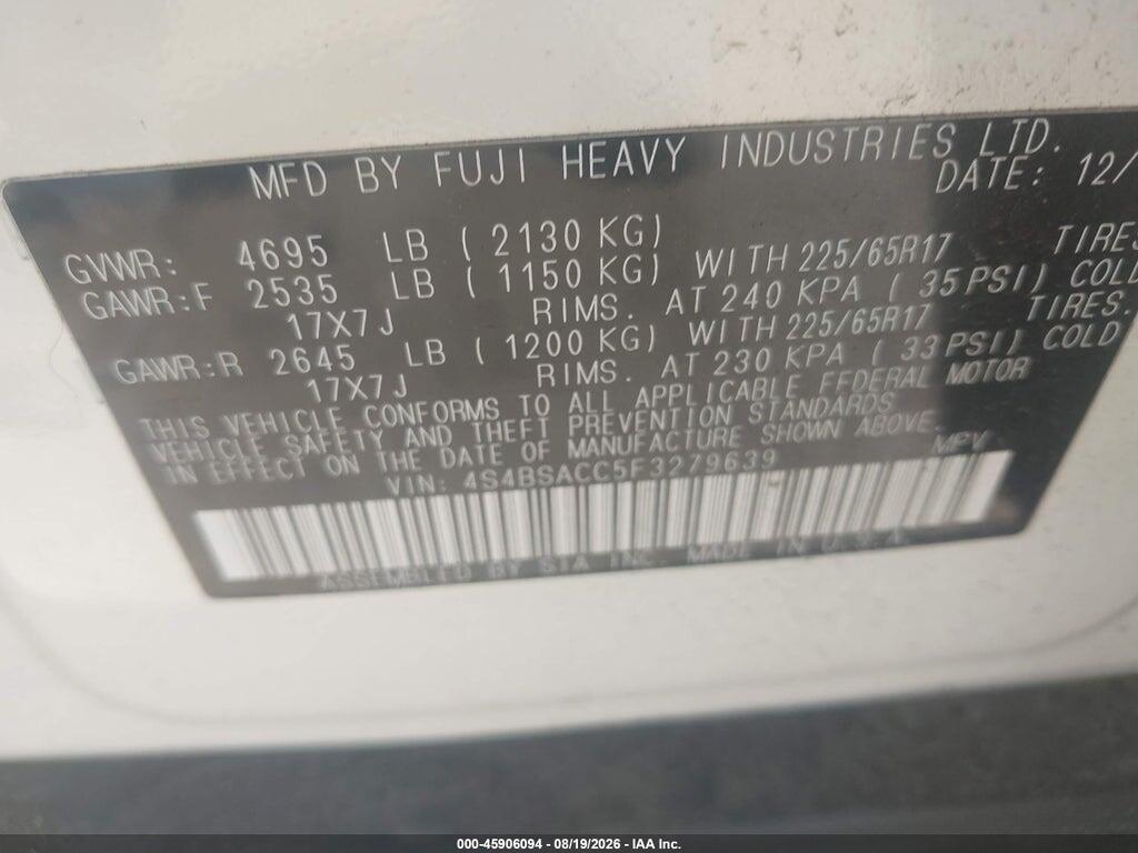 4S4BSACC5F3279639 2015 SUBARU OUTBACK photo no. 9