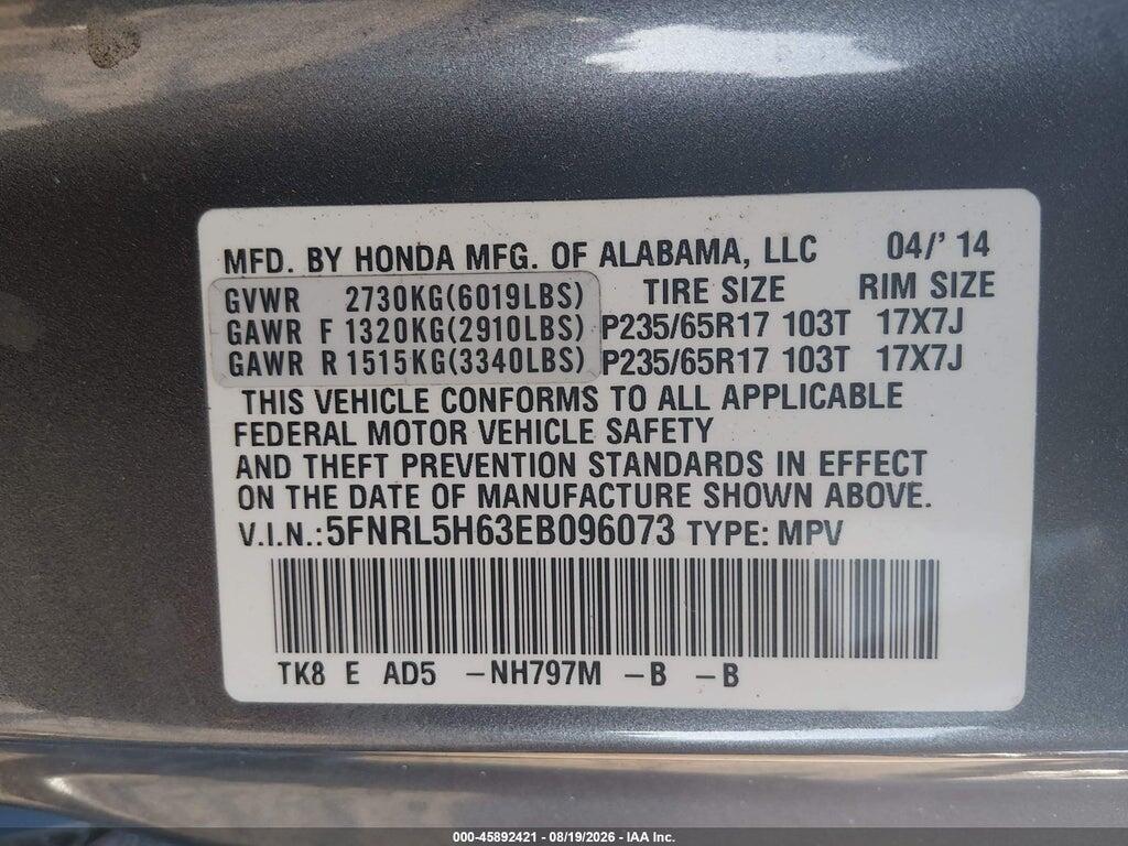 5FNRL5H63EB096073 2014 HONDA ODYSSEY photo no. 9