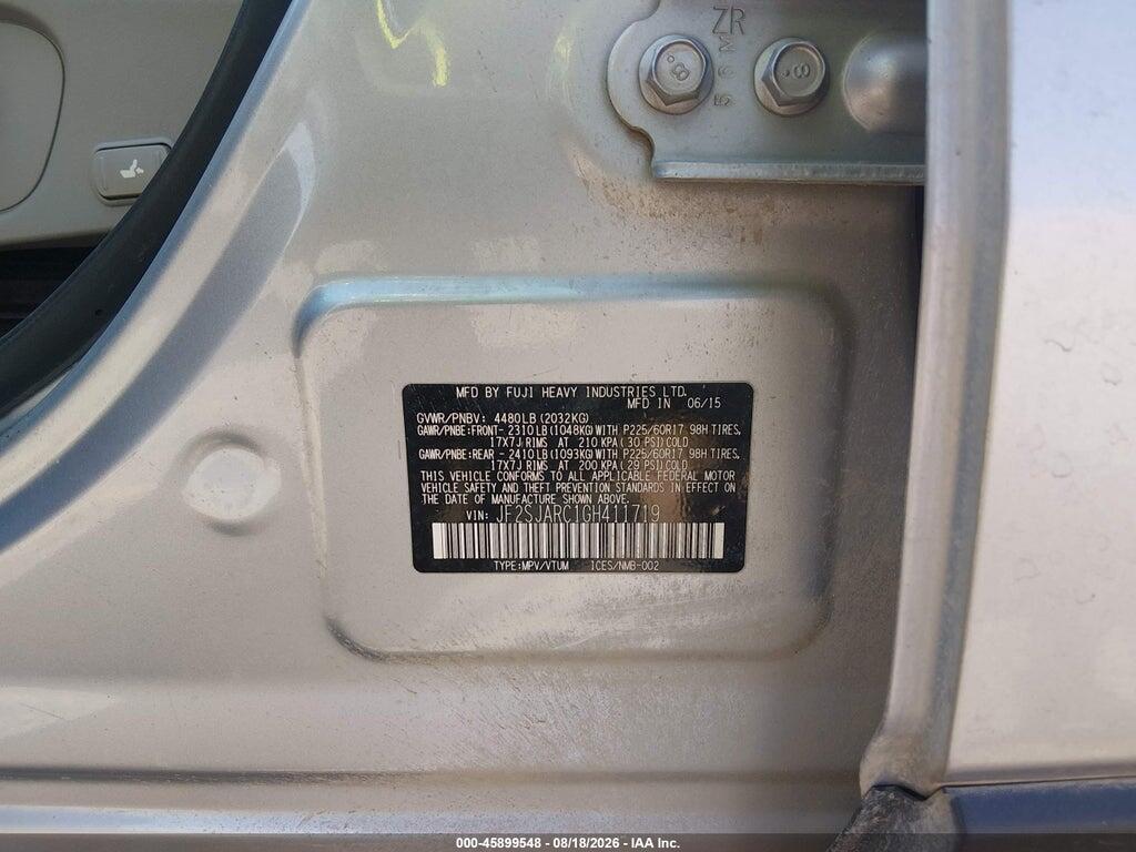 JF2SJARC1GH411719 2016 SUBARU FORESTER photo no. 9