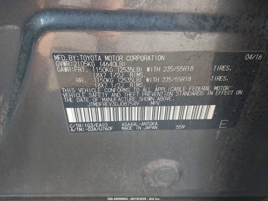 JTMDFREV3GJ087549 2016 TOYOTA RAV4 photo no. 9
