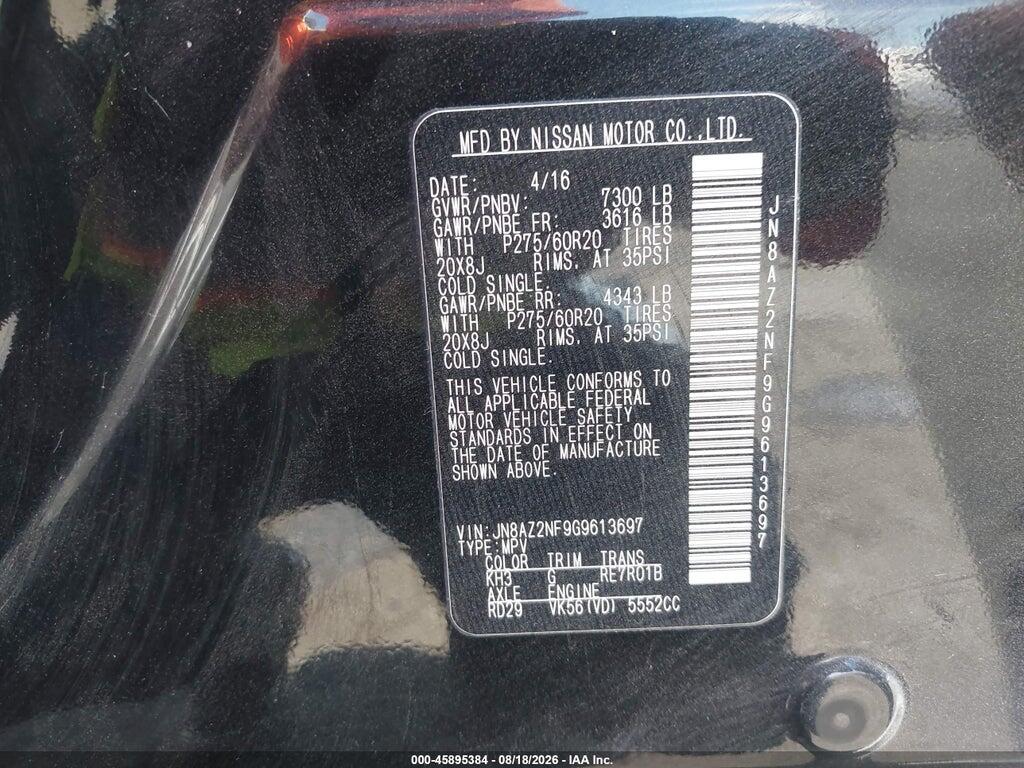 JN8AZ2NF9G9613697 2016 INFINITI QX80 photo no. 9