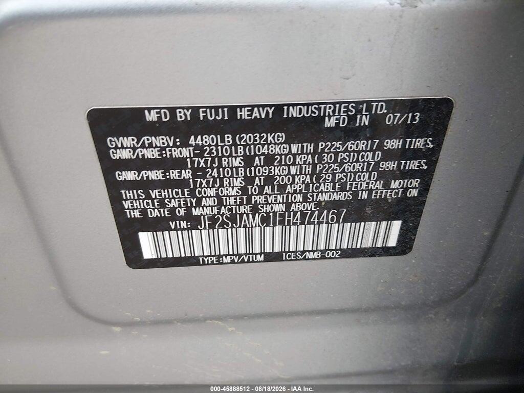 JF2SJAMC1EH474467 2014 SUBARU FORESTER photo no. 9