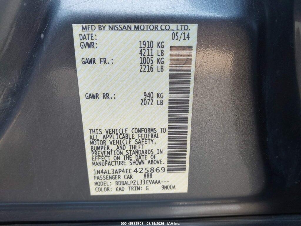 1N4AL3AP4EC425869 2014 NISSAN ALTIMA photo no. 9