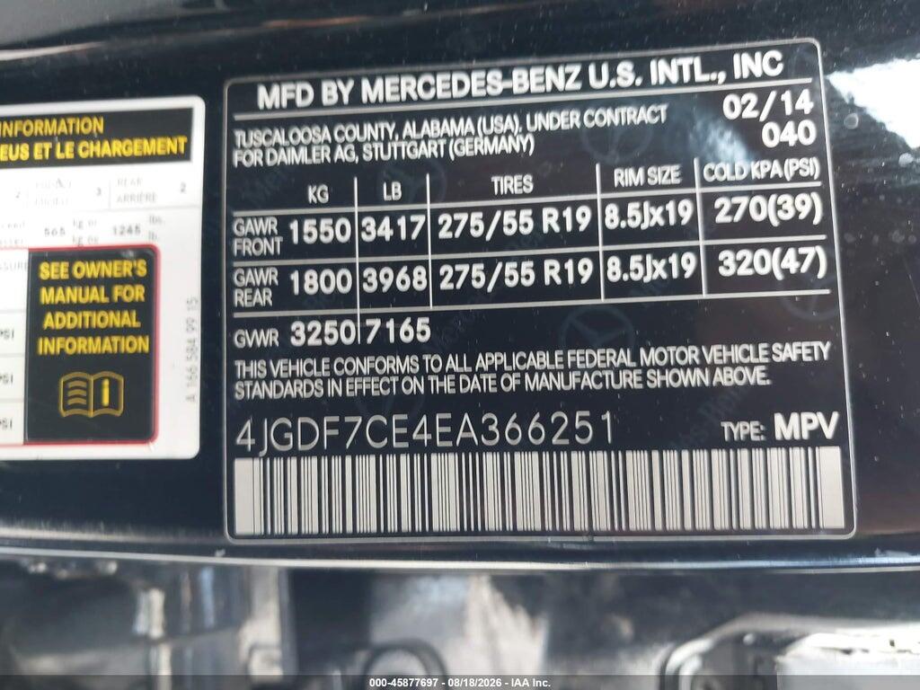 4JGDF7CE4EA366251 2014 MERCEDES-BENZ GL 450 photo no. 9