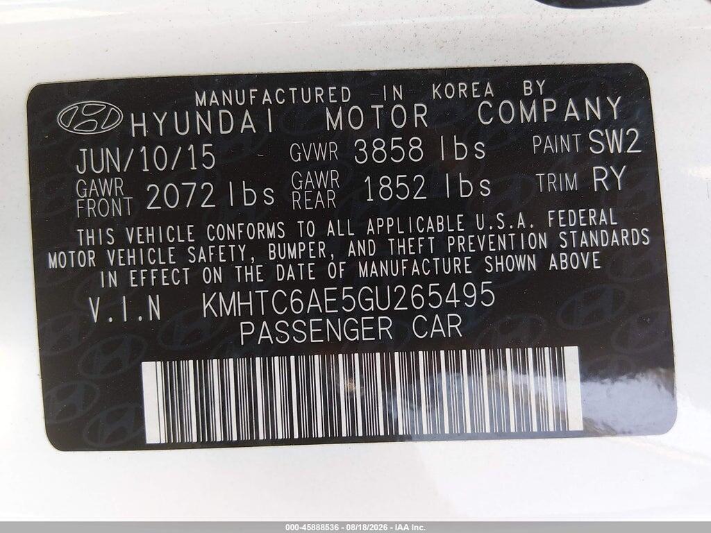 KMHTC6AE5GU265495 2016 HYUNDAI VELOSTER photo no. 9