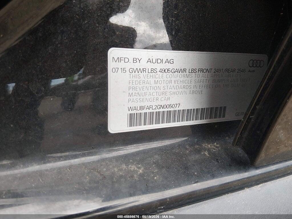 WAUBFAFL2GN005077 2016 AUDI A4 photo no. 9