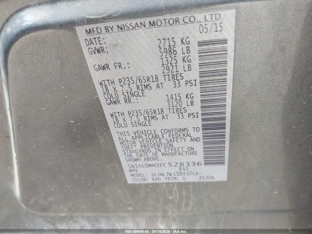 5N1AL0MM3FC528336 2015 INFINITI QX60 photo no. 9