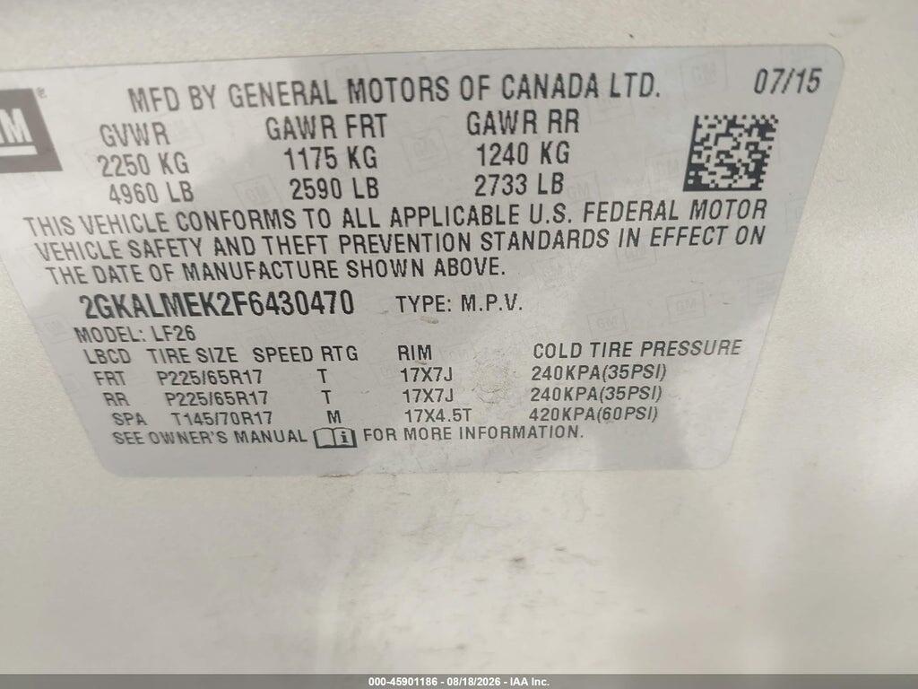 2GKALMEK2F6430470 2015 GMC TERRAIN photo no. 9