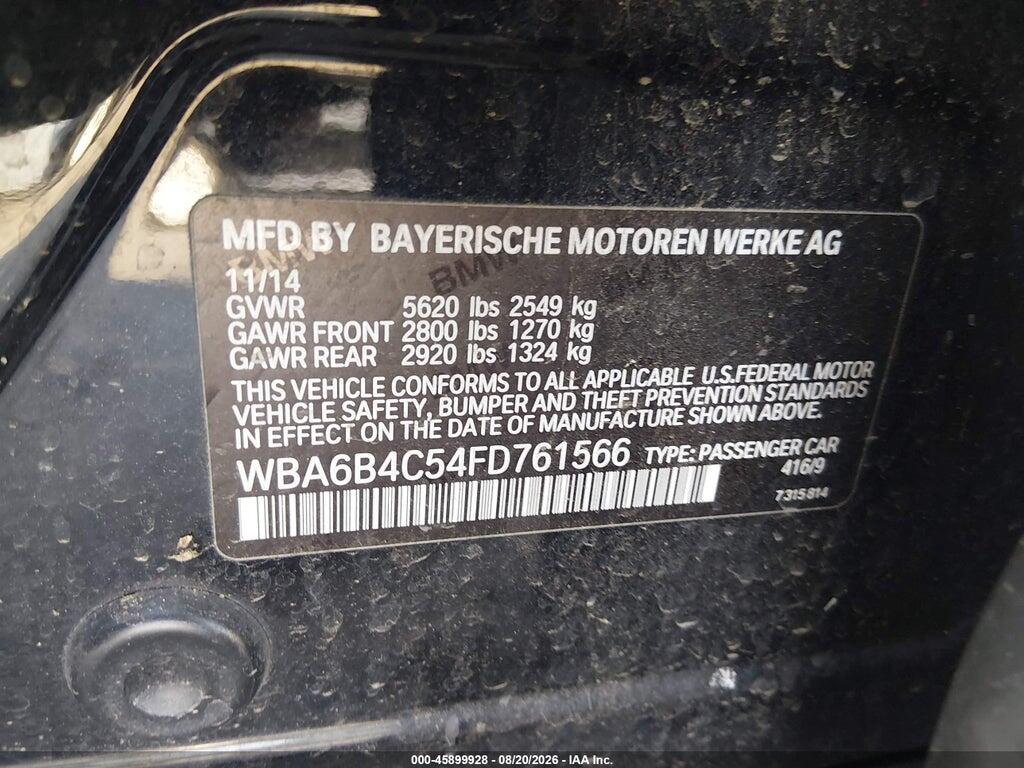 WBA6B4C54FD761566 2015 BMW 650I GRAN COUPE photo no. 9