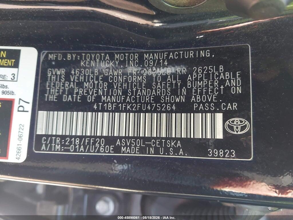 4T1BF1FK2FU475264 2015 TOYOTA CAMRY photo no. 9