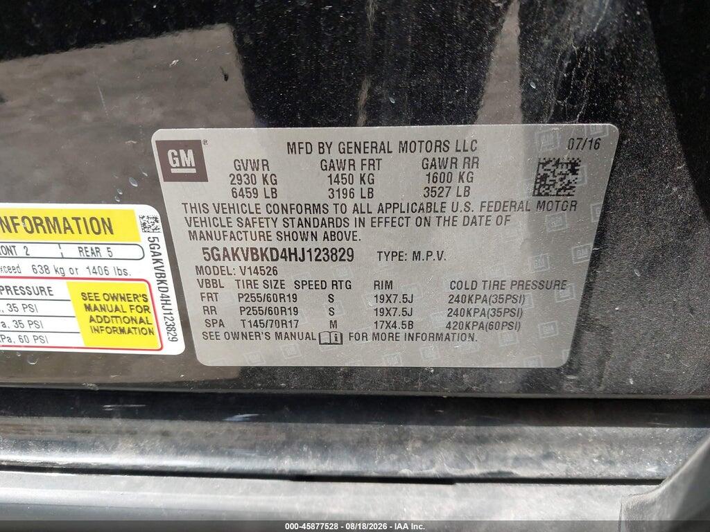 5GAKVBKD4HJ123829 2017 BUICK ENCLAVE photo no. 9