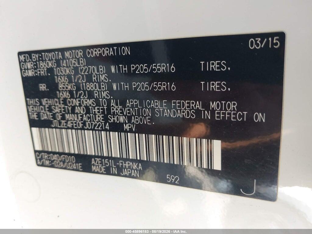 JTLZE4FE0FJ072214 2015 SCION XB photo no. 9