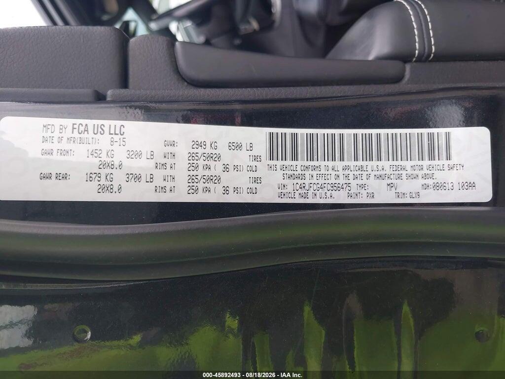 1C4RJFCG4FC956475 2015 JEEP GRAND CHEROKEE photo no. 9