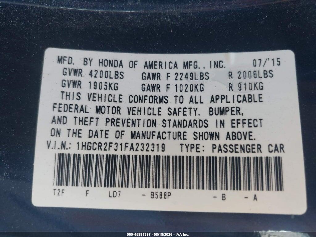 1HGCR2F31FA232319 2015 HONDA ACCORD photo no. 9