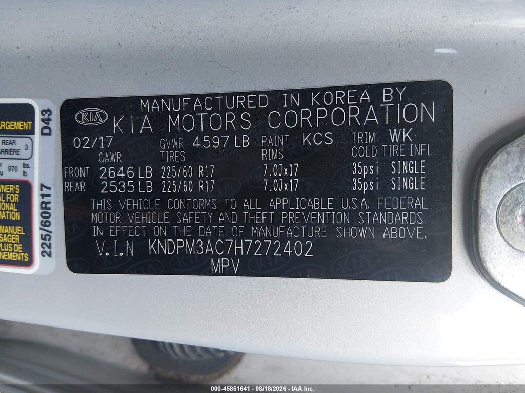 KNDPM3AC7H7272402 2017 KIA SPORTAGE photo no. 9