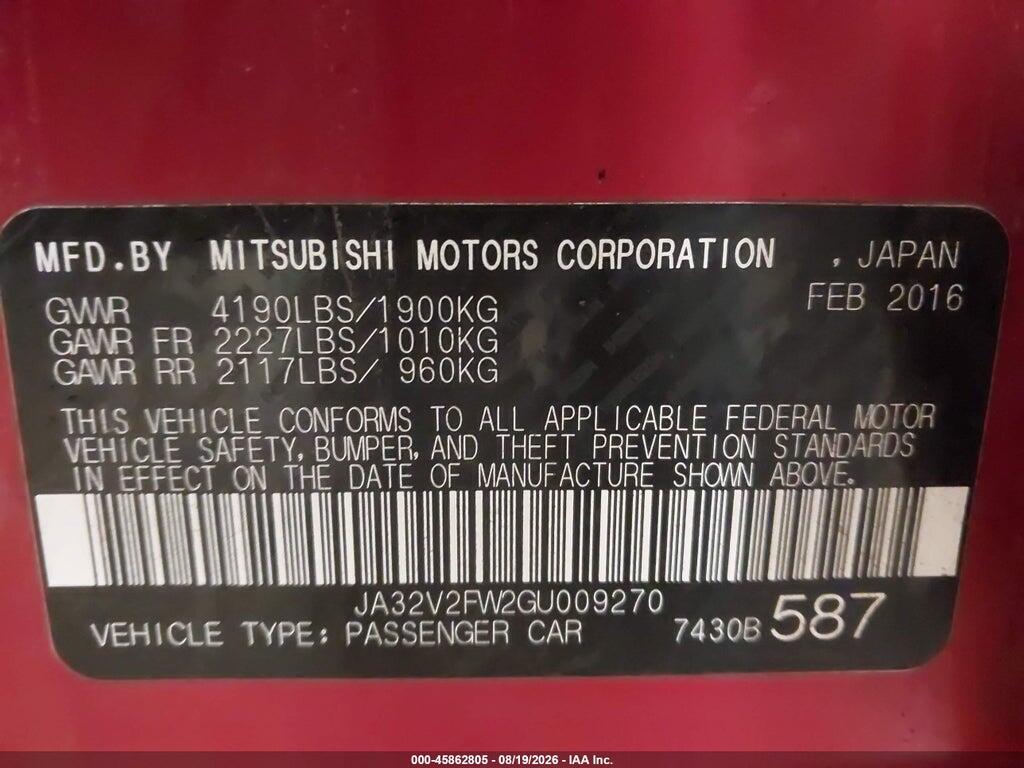 JA32V2FW2GU009270 2016 MITSUBISHI LANCER photo no. 9