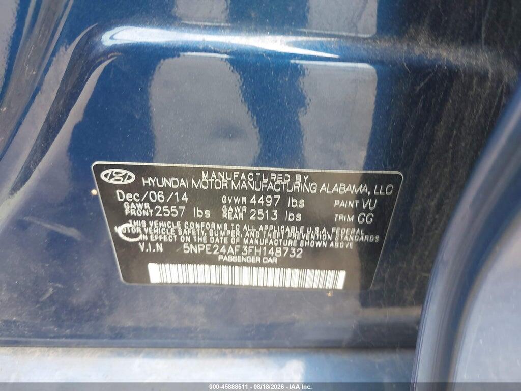 5NPE24AF3F8148732 2015 HYUNDAI SONATA photo no. 9
