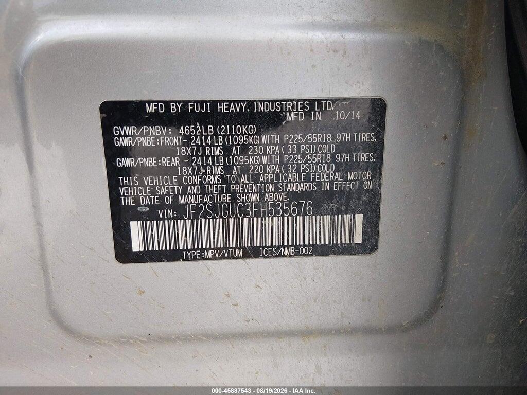JF2SJGUC3FH535676 2015 SUBARU FORESTER photo no. 9