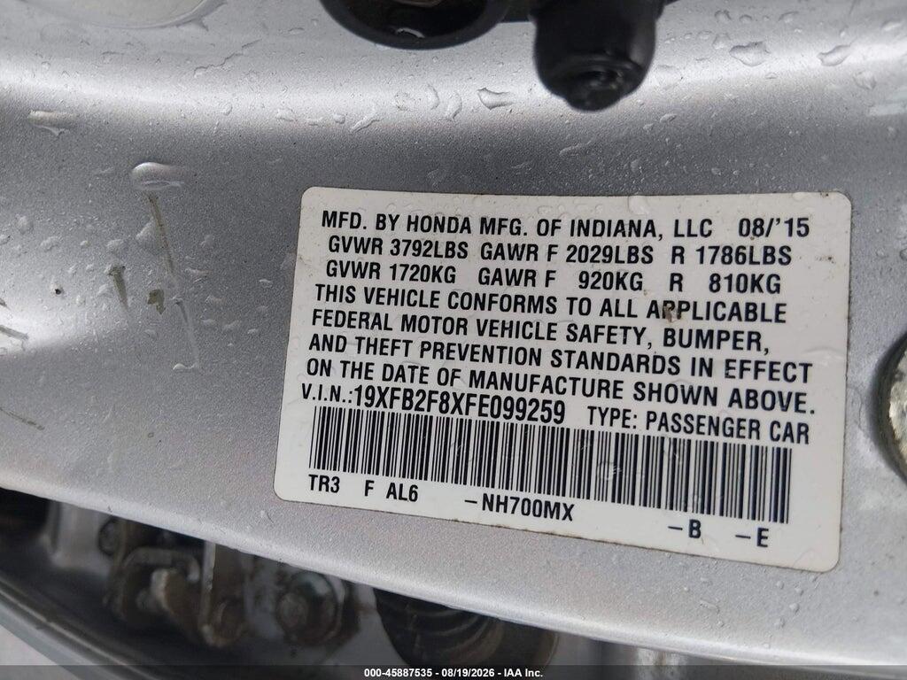 19XFB2F8XFE099259 2015 HONDA CIVIC photo no. 9